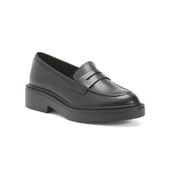 SOLDINI Black Made In Italy Leather Penny Loafers - Picture 1 of 2
